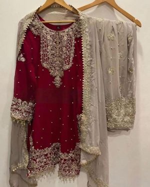 Readymade Gharara Dress (Merun)