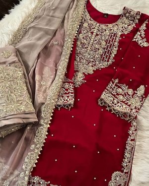 Readymade Gharara Dress (Merun)