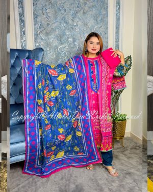 Stitched Salwar Kameez (Suti5 RED-BLUE)