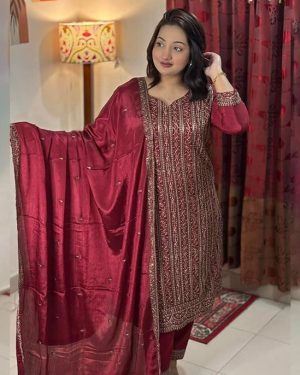 Unstitched Salwar Kameez (Vipul Merun)