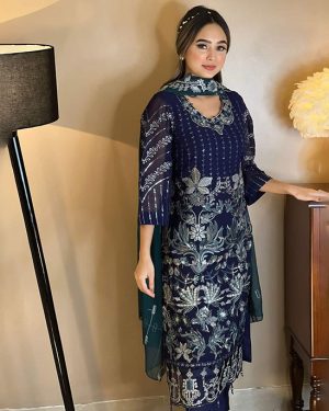 Unstitched Salwar Kameez (Old See Blue Rub)