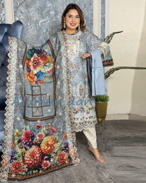 Stitched Premium cotton dress (6-1220)