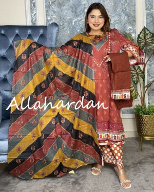 Stitched Premium cotton dress (6-1231)