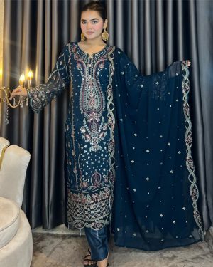 Pakistani Elite Design Party Wear (CM-07) তিন বোতাম ব্লু