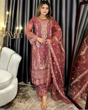 Pakistani Elite Design Party Wear (CM-09) ডাস্টি রোস-কালার